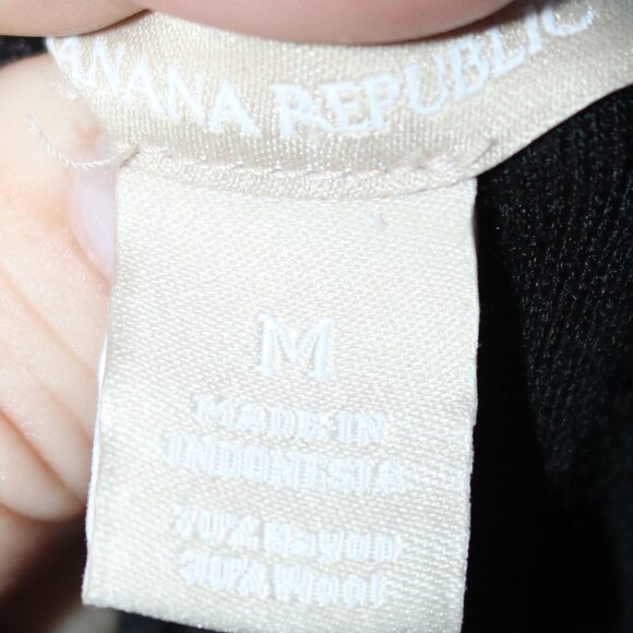 Banana Republic Black Wool Blend Knit Drape Neck Side Ruched Fitted Dress Sz MED - Picture 6 of 6